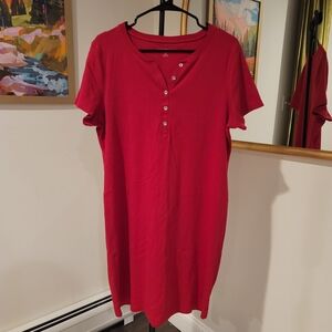 KAREN SCOTT Sport Red 100% Cotton Shirt Dress Size XL